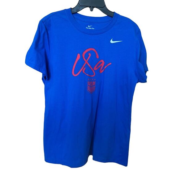 New ~ NIKE ~ Women's USWNT 2023 Script Blue Soccer T-Shirt Size S - Picture 2 of 6